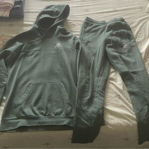 Adidas Stadium Fleece Full Suit Hoodie and Sweapants Green Size Small